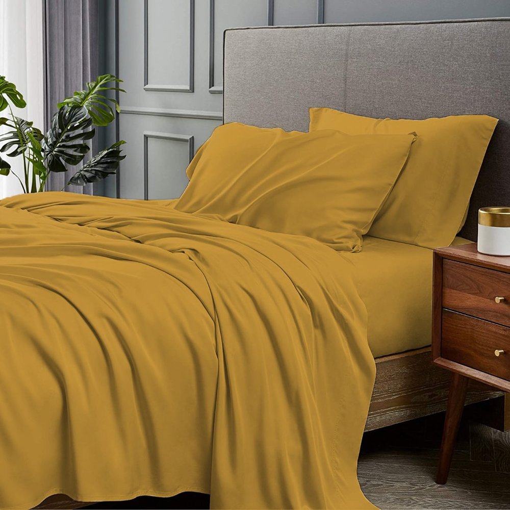 MEDALLION GOLD - 4 Piece Bamboo Bed Sheet Set Deep Pockets - ALL SIZES